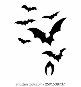 Flying Bat Silhouette Unique Halloween Vector Design