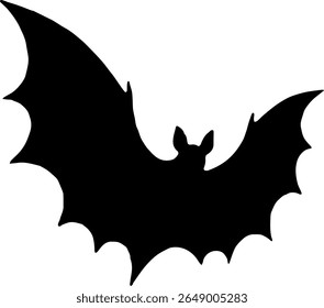 Flying Bat Silhouette Vector Black Nocturnal Animal Clipart on White Background