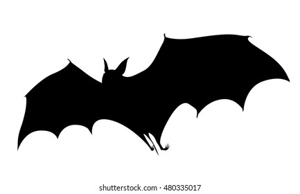 Flying bat silhouette vector illustration isolated on white background for halloween holiday design.