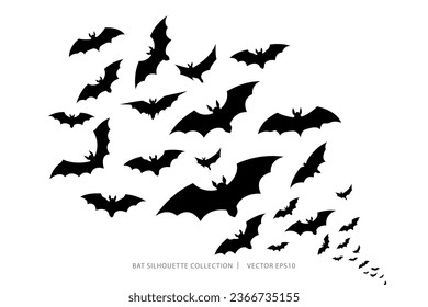 Flying bat silhouette in white background, Halloween decoration, vector illustration design  