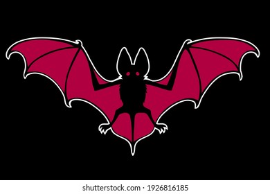 Flying bat. Stylized animal drawing