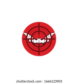 Flying bat target icon. Sign of controlling insect pests