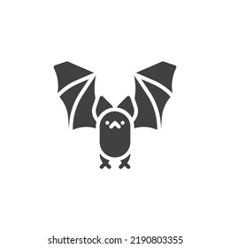 Flying bat vector icon. filled flat sign for mobile concept and web design. Bat animal glyph icon. Symbol, logo illustration. Vector graphics