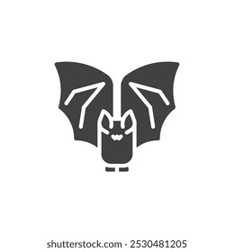 Icono de Vector de murciélago volador. cartel plano lleno para concepto móvil y Diseño web. Un murciélago con las alas extendidas icono de glifo. Símbolo, ilustración del logotipo. Gráficos de Vector