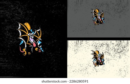 flying bat vector illustration mascot design