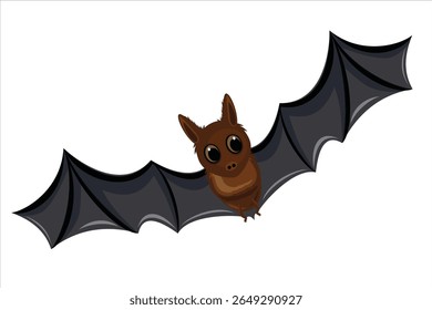 Flying Bat Vector Illustration. Vector illustration of a bat flying with spread wings.