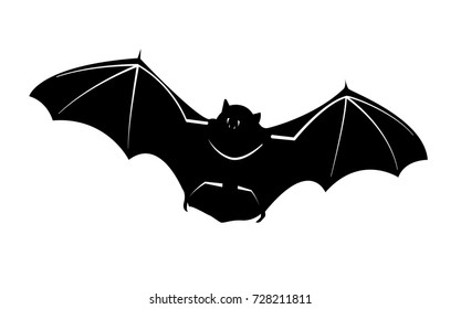 The flying bat vector illustration with white cutting elements. Halloween party character decoration.