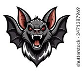 Flying bat vector logo concept, simple design illustration