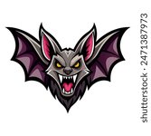 Flying bat vector logo concept, simple design illustration