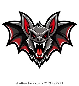 Flying bat vector logo concept, simple design illustration