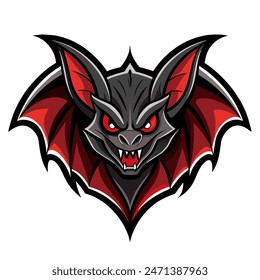 Flying bat vector logo concept, simple design illustration