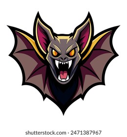 Flying bat vector logo concept, simple design illustration