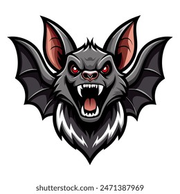 Flying bat vector logo concept, simple design illustration