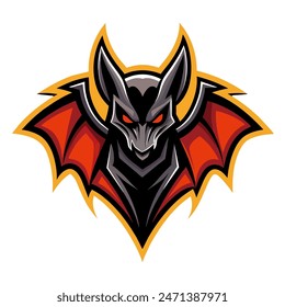 Flying bat vector logo concept, simple design illustration