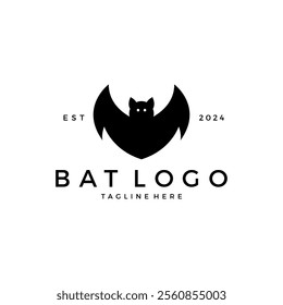 Flying bat vector logo concept. bat icon with black color