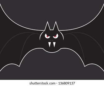 Flying bat with wings stretched out