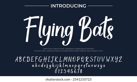 Flying Bats Font Stylish brush painted an uppercase vector letters, alphabet, typeface