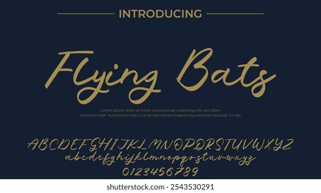 Flying Bats Font Stylish brush painted an uppercase vector letters, alphabet, typeface