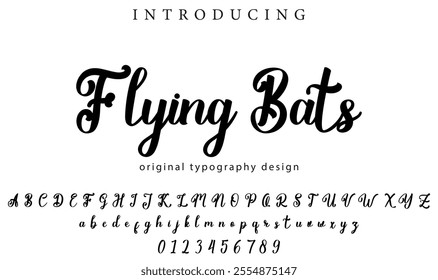 Flying Bats Font Stylish brush painted an uppercase vector letters, alphabet, typeface