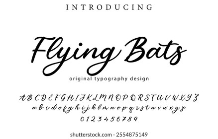 Flying Bats Font Stylish brush painted an uppercase vector letters, alphabet, typeface