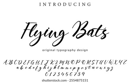 Flying Bats Font Stylish brush painted an uppercase vector letters, alphabet, typeface