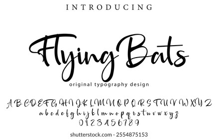 Flying Bats Font Stylish brush painted an uppercase vector letters, alphabet, typeface