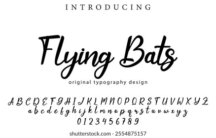 Flying Bats Font Stylish brush painted an uppercase vector letters, alphabet, typeface