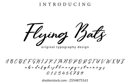 Flying Bats Font Stylish brush painted an uppercase vector letters, alphabet, typeface