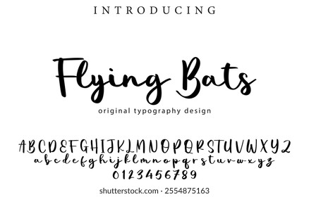 Flying Bats Font Stylish brush painted an uppercase vector letters, alphabet, typeface