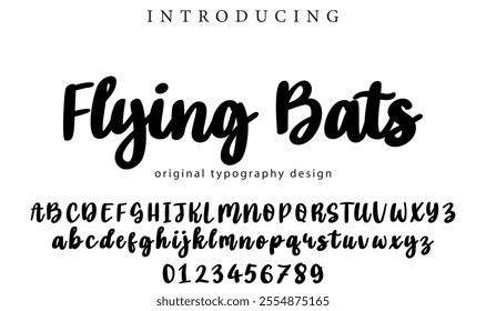 Flying Bats Font Stylish brush painted an uppercase vector letters, alphabet, typeface