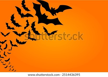flying bats group with orang background vector free
