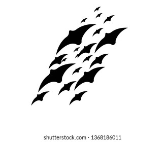 flying bats. Halloween composition. - Vector
