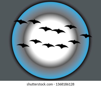 flying bats. Halloween composition. - Vector
