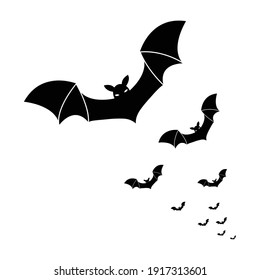 Flying Bats Illustration Icon Vector Design Template.