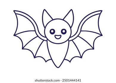 flying bats line art vector icon illustration.