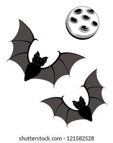 Flying bats with moon