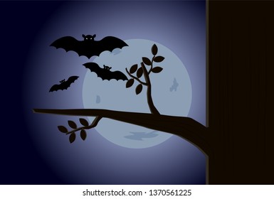 Flying bats at night vector