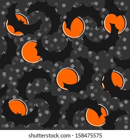 flying bats on dark sky with orange full moon Halloween decoration elements on dark background seamless pattern