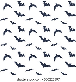 Flying bats on white halloween pattern design for wrapping paper.