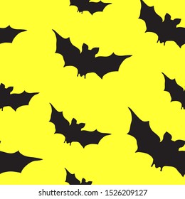 Flying bats seamless pattern, Cute Spooky Halloween Illustration