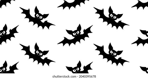 Flying bats seamless pattern. Cute Spooky vector Illustration. Halloween backgrounds and textures in flat cartoon gothic style. Black silhouettes animals on sky.