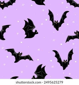 Flying bats seamless pattern. Modern halloween print. Great for textile, fabric, wallpaper, wrapping, scrapbook and packaging