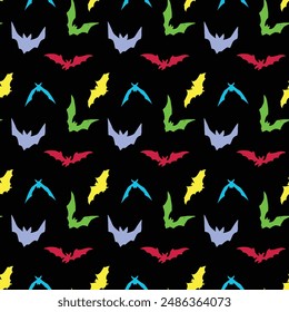 Flying Bats Seamless Vector Pattern Design