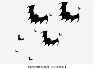 Flying bats silhouette, Halloween Vector ilistration
