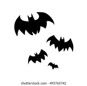 Flying Bats Silhouette. A hand drawn vector silhouette illustration of a group of bats flying.