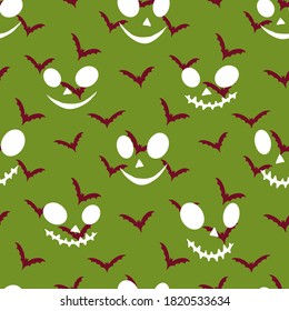 Flying bats. Silhouettes of the wings. Vector seamless pattern.