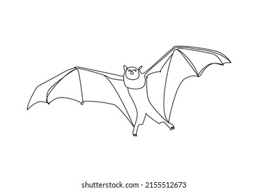 Flying Bats Singe Line Art Outline Vector Design Illustration Decoration