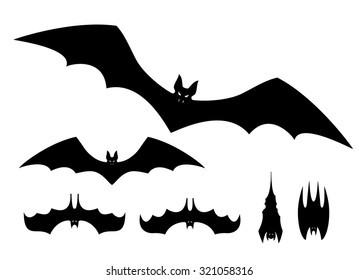 Flying bats. Vector illustration set