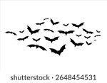 Flying Bats Vector Illustration. Silhouette vector of flying bats on white background.