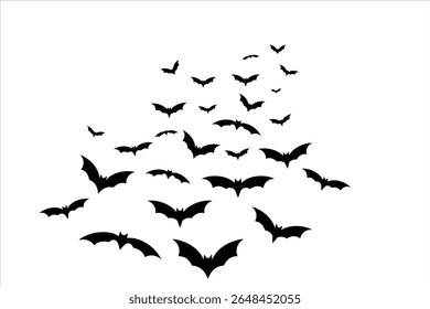 Flying Bats Vector Illustration. Silhouette vector of flying bats on white background.